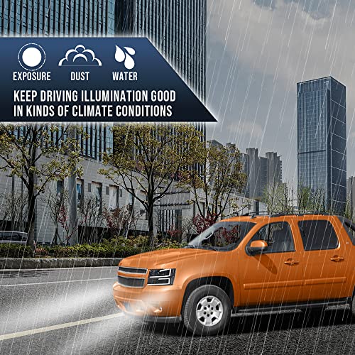 Image of GRAND ORANGE LED Headlight Assembly DRL Compatible with Chevy Silverado 1500 2500 3500 HD Models 2003-2006 / Fit Avalanche 1500 2500 03-06 Smoky lens Headlamp Black Housing Clear Reflector
