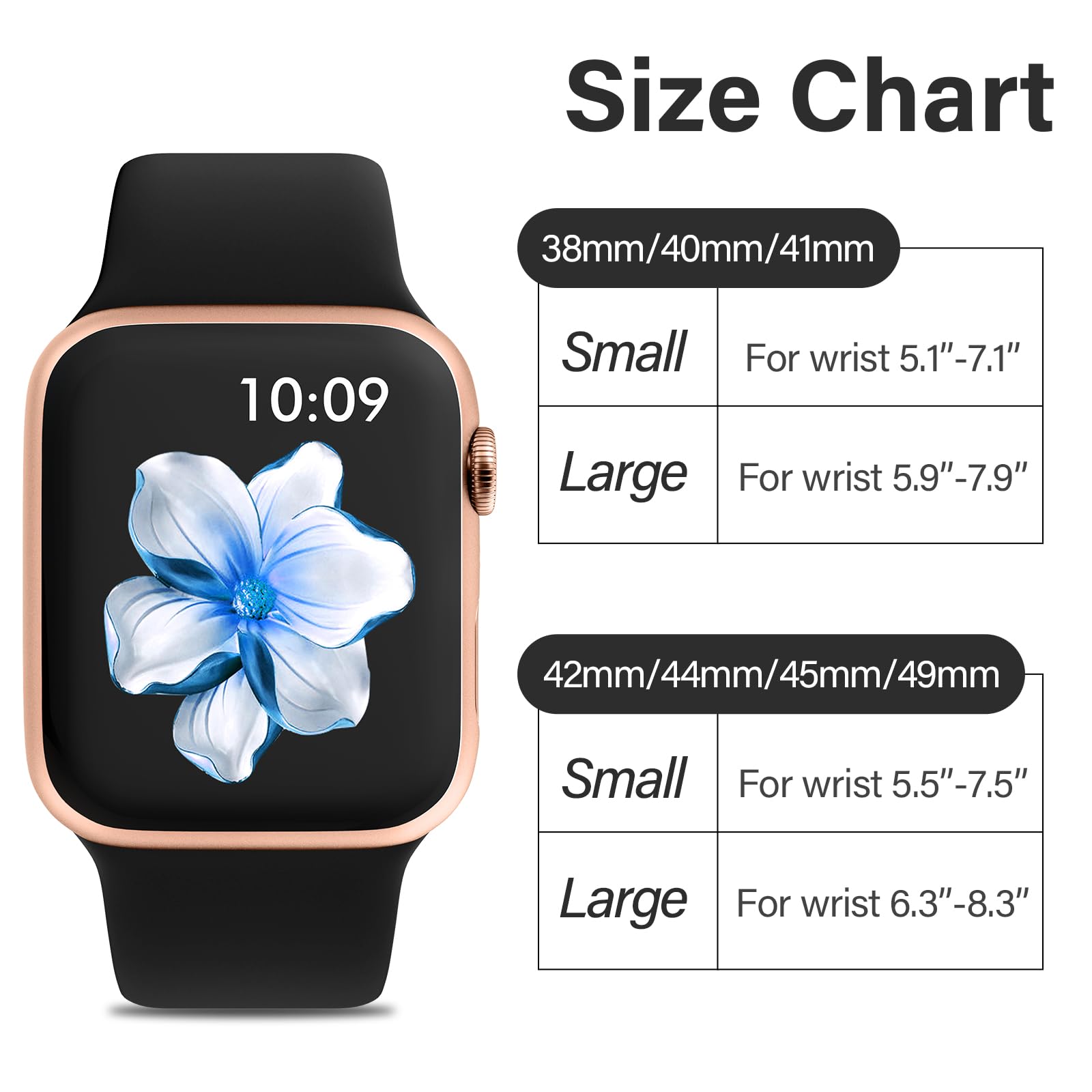 10-Pack Bands Compatible for Apple Watch Bands 42mm 44mm 45mm 38mm 40mm 41mm 49mm Women Men, Soft Sport Silicone Strap for iWatch Band Series 9 8 7 6 5 4 3 2 1 SE (10-PACK, 42mm/44mm/45mm/49mm Large)