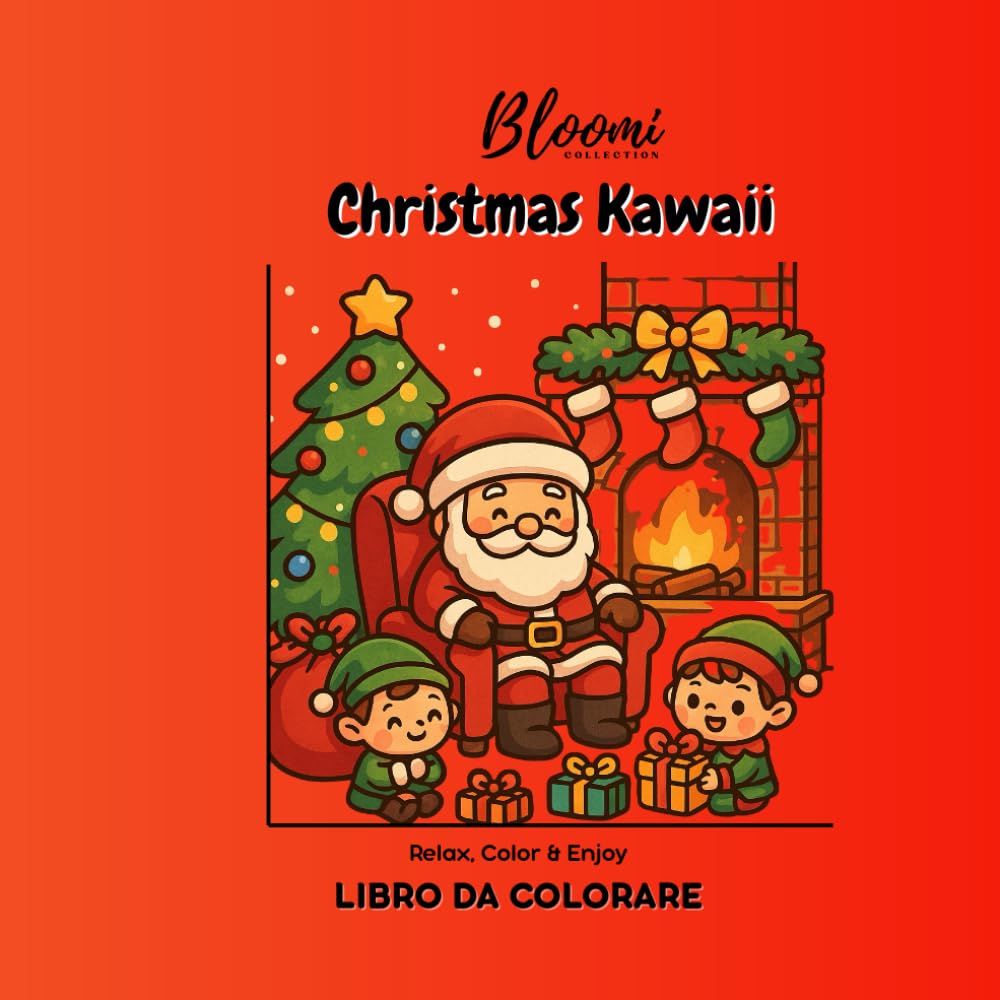 Libro da colorare - Christmas Kawaii: Kawaii Coloring Book per Bambini, Ragazzi e Adulti – Relax, Color & Enjoy (Kawaii Mandala Coloring Book)