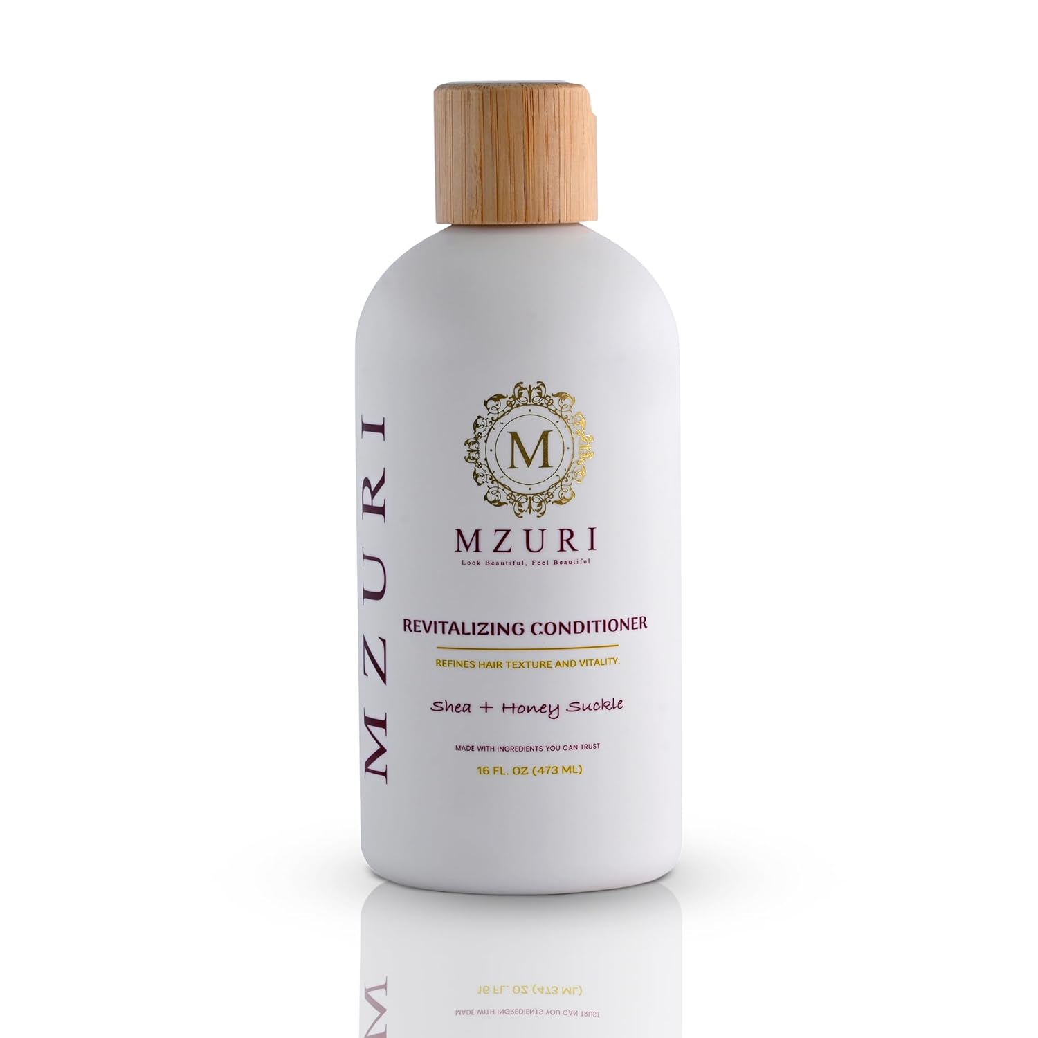 MZURI Revitalizing Conditioner with Shea Butter, Honey Suckle, Moisturizing, Hydrating, and Deep Conditioning Treatment for Frizzy, Dry, or Color-Safe Hair, Restorative Leave-In Formula - 16 Fl. Oz