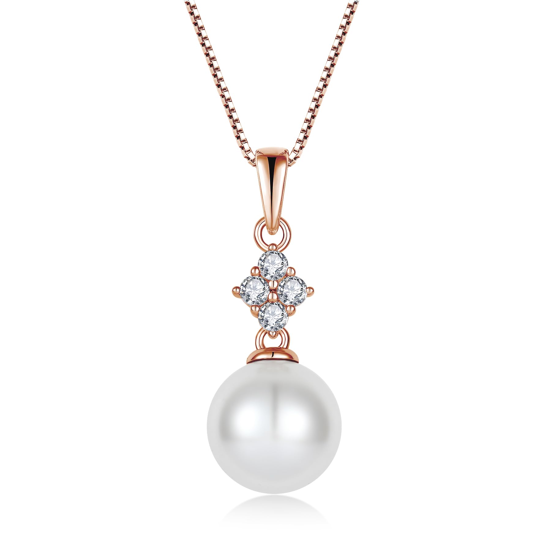 Oskani Pearl Necklace for Women 925 Sterling Silver Whit 5A Cubic Zirconia Dainty Pearl Pendant Necklace Jewelry Mother's Day Birthday Christmas for