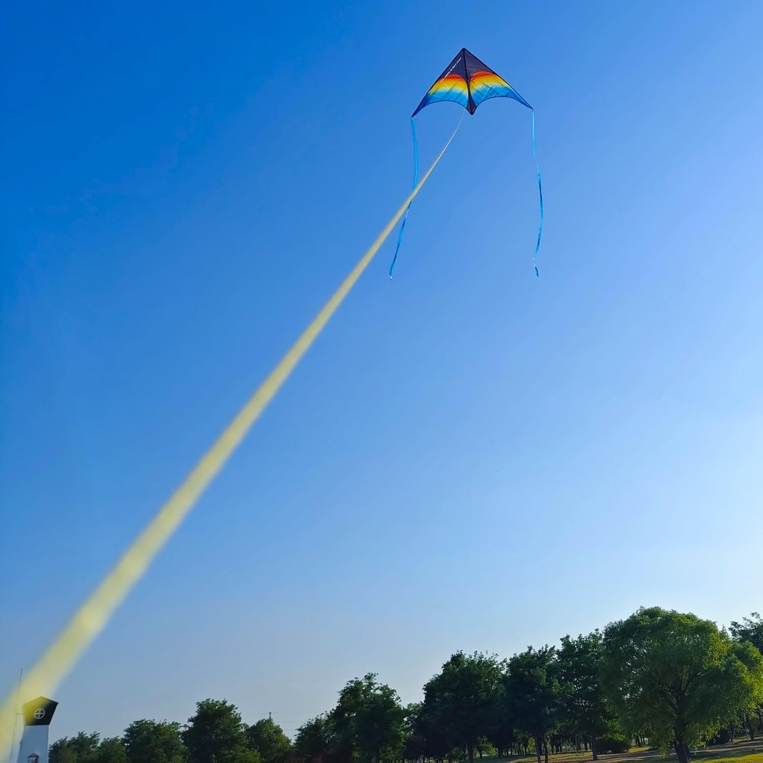 Large Rainbow Delta Kite for Kids & Adults,Single Line Beach Kite for Kids Ages 4-8 & 8-12,Easy to Fly for Toddlers and Beginners