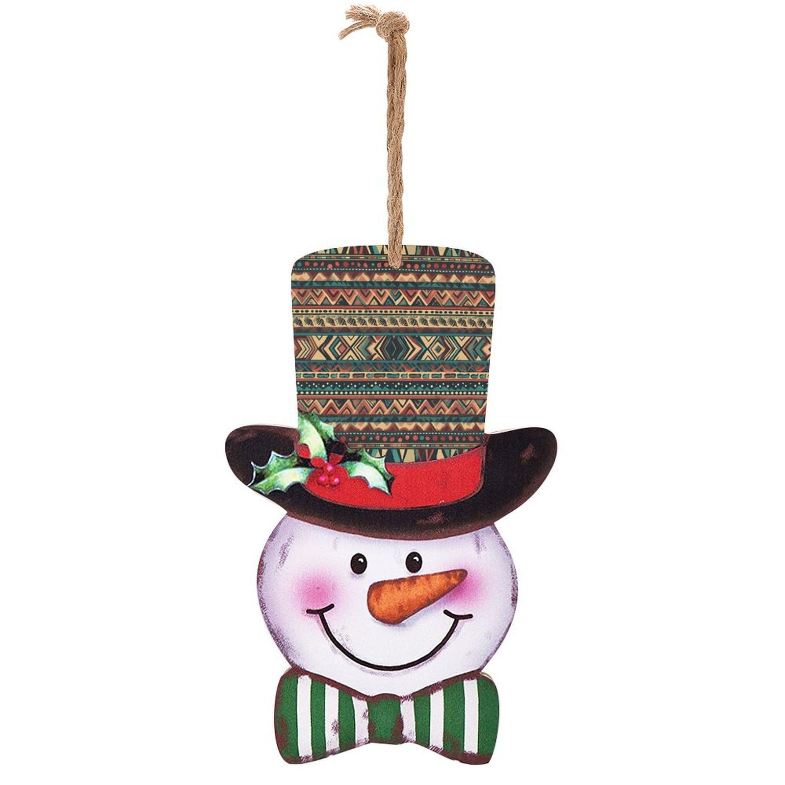 Imprimé amérindien de Noël sur panneau bois bonhomme de neige cadeau