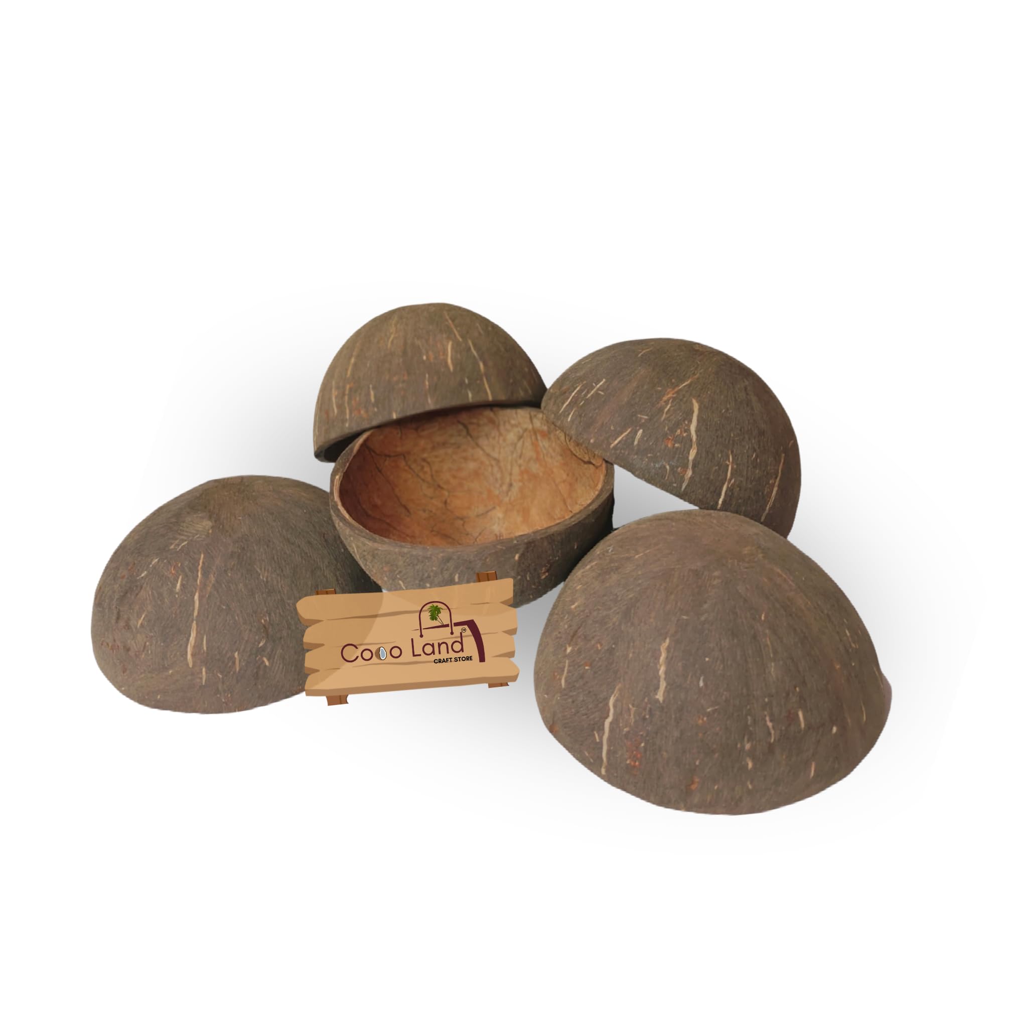 CocoLand Coconut Shell Finished Bowl (150 ml, 8-10 cm) Pack of 5| Round Eco Friendly Candle Holder for DIY Candle Making | Handmade Natural Brown Coconut Shell