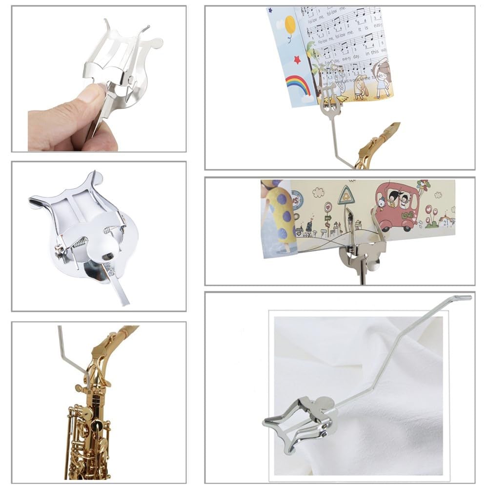 Support de saxophone,Support de saxophone pour saxophone,Support de partition de musique pour saxophone baryton portable pour clip de marche,Pupitre portable pour saxophone