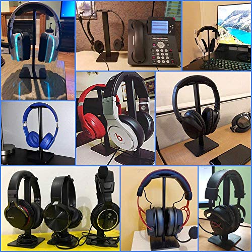 New bee Headphone Stand Headset Holder Earphone Stand with Aluminum Supporting Bar Flexible Headrest ABS Solid Base for All Headphones Size (Black) - Thumbnail 5