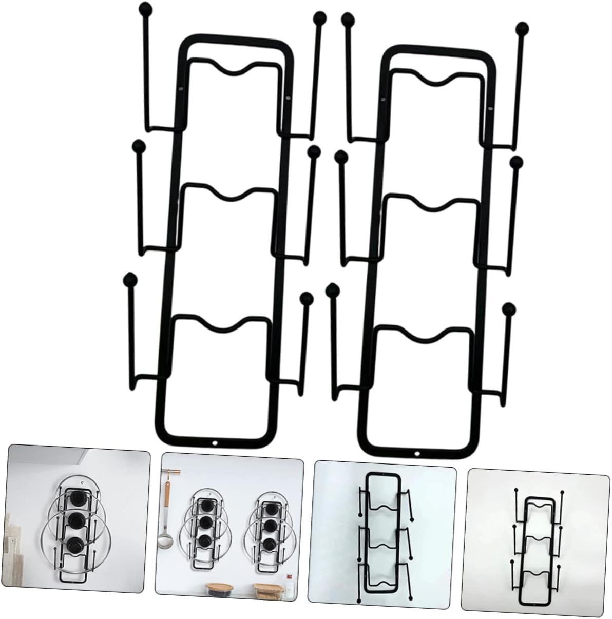 Unomor 2pcs Wear-resistant Pot Lid Organizer Wall-mounted Storage Rack for Kitchen Punch Design for Efficient Utensil Management Stylish and Space-saving for Pots and Pans