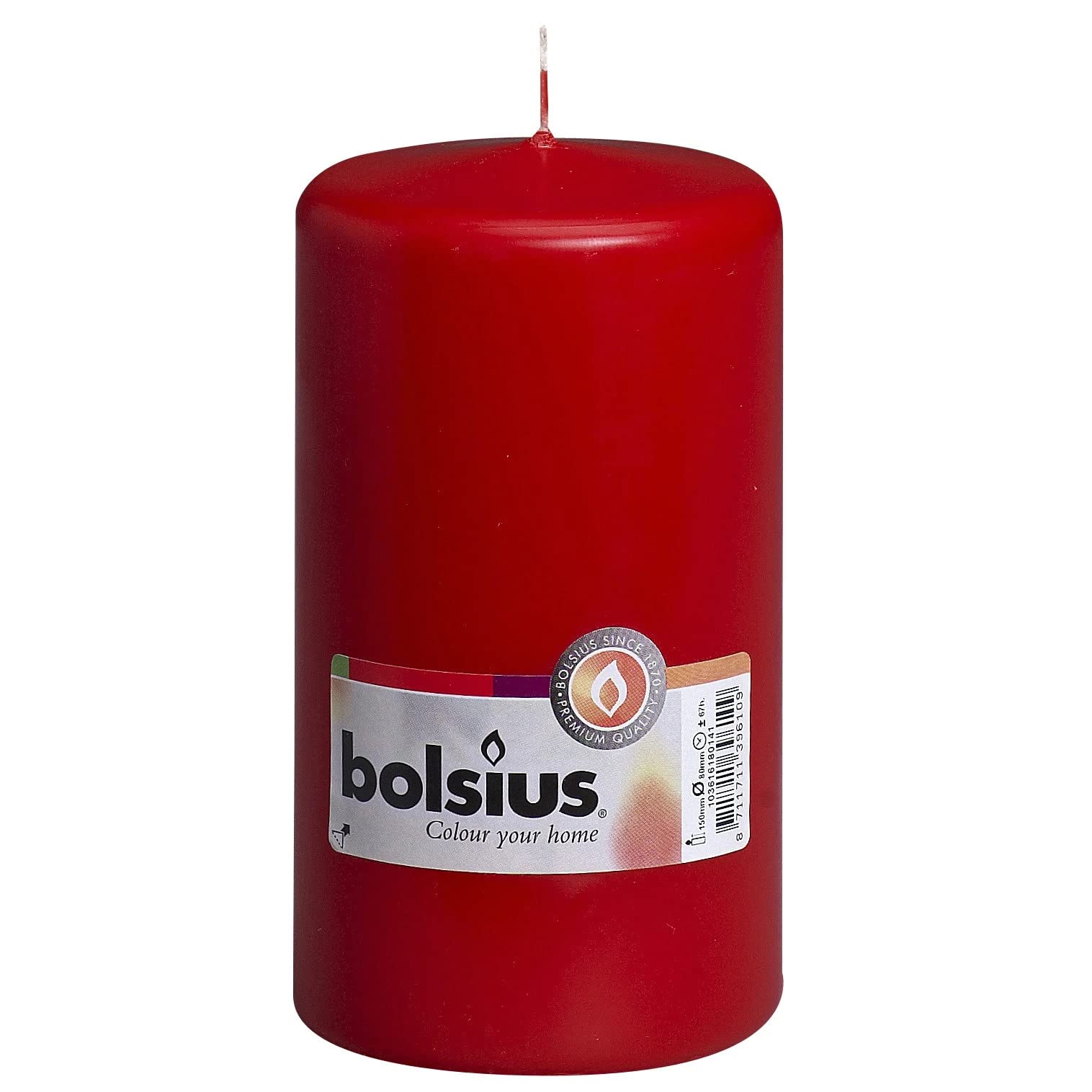 Bolsius Pillar Candle - 15cm x 8cm (Red)
