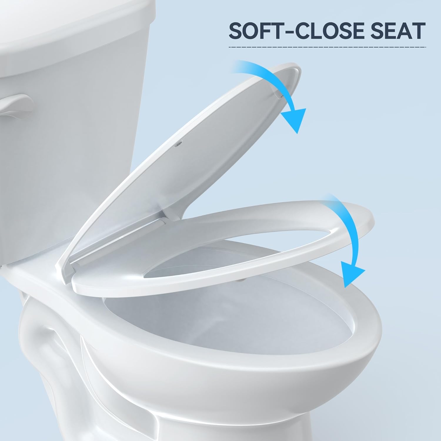 Side Press Single Handle Flush 1.28 GPF Two-Piece Elongated Toilet, Soft-Close Seat, Durable Ceramic Bowl, 12” Rough-In, Easy Installation, WaterSense Certified, White