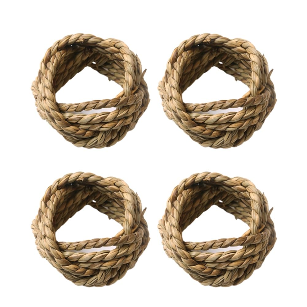 CTRLZS Hand-Woven Natural Rattan Napkin Ring Napkin Ring Straw Ring Western Napkin Buckle Dining Ring