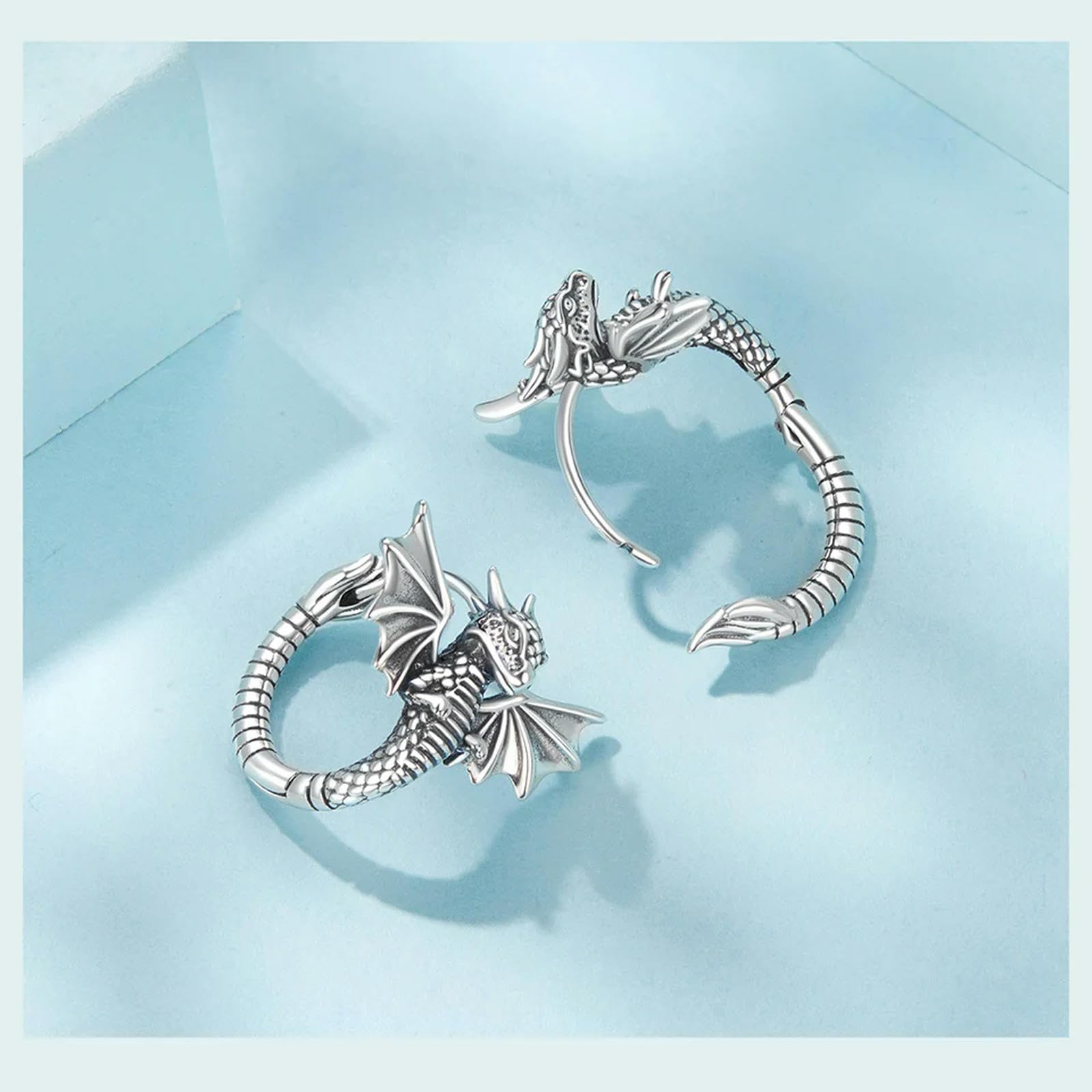 Pendientes De Aro Con Diseño De Dragón Volador De Plata De Ley 925 Para Mujeres Y Adolescentes.