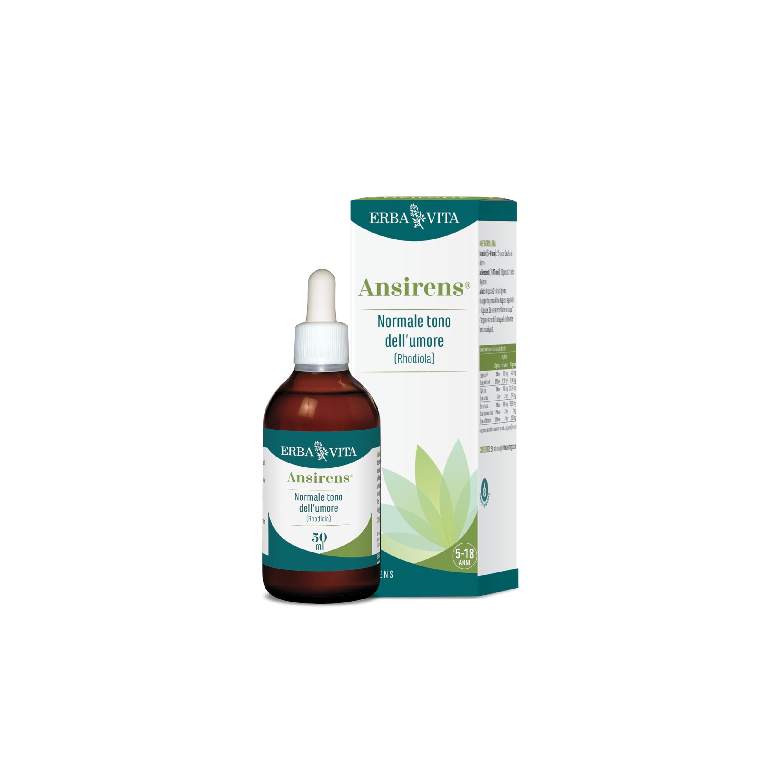 ERBA VITA Ansirens® gocce integratore alimentare a base di estratti vegetali di Rodiola e Tiglio, 50 ml
