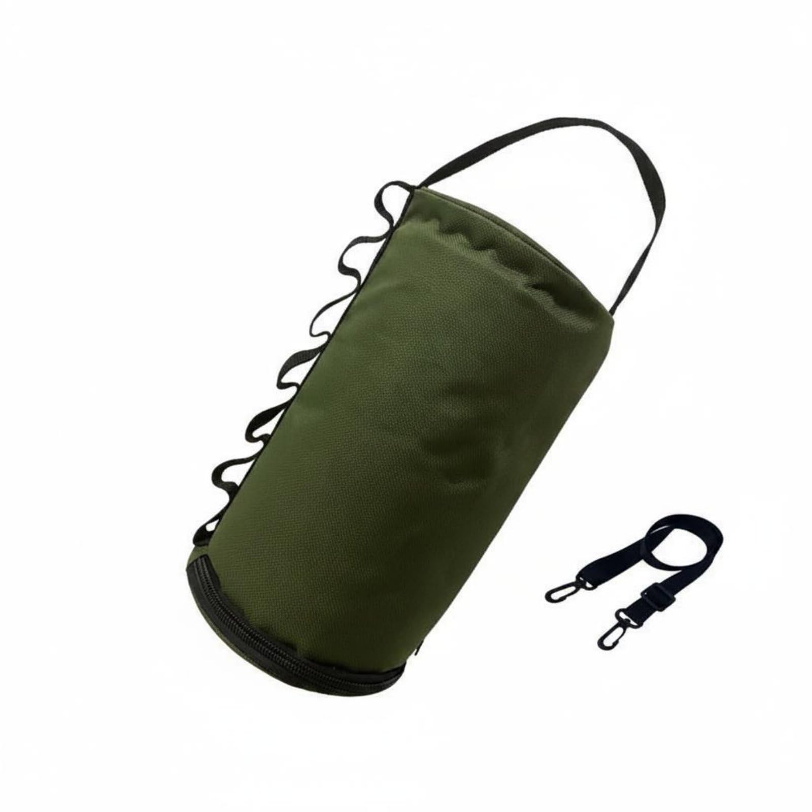 Polyester Lining Cylindrical Storage Bag Side Loops Storage Carry Bag Top Handle Outdoor Gear, Army Green, Cylinder Bag W Strap-picture-11