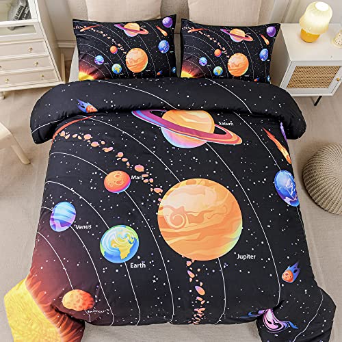 Ylehoc Solar System Comforter Set Full Outer Space Room Decor Bedding Set 3 Pieces 1 Planets Theme Comforter And 2 Pillow Shams For Boys Kids Ultra-Soft Microfiber All Seasons For Bedroom Sofa #TOP2