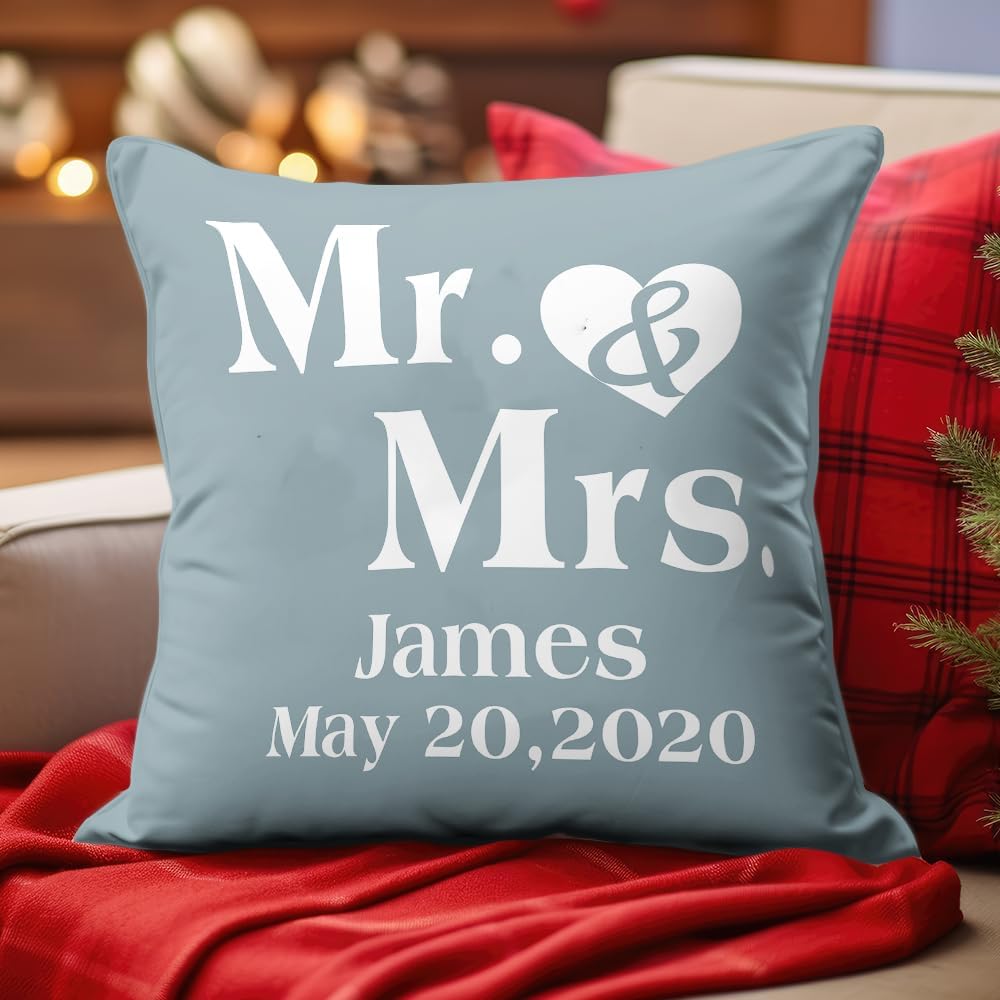 Personalized Mr and Mrs Pillows, Wedding Gifts for Couples with Name, Hubby Wifey Pillow Cases, Bridal Shower Gifts Valentines' Day for Her (Mr & Mrs-10)