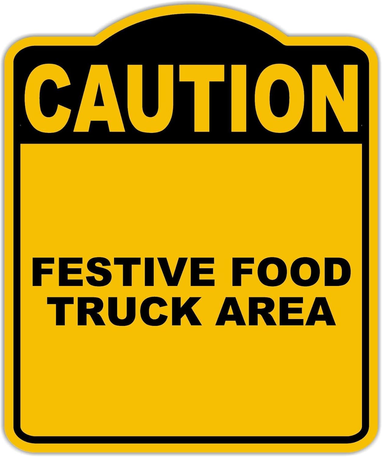 FESTIVE FOOD TRUCK AREA Caution Yellow Black Aluminum Composite Sign 20 x 24 inches