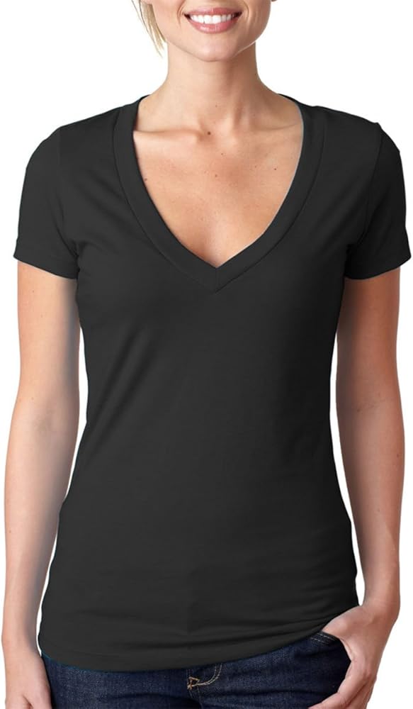 6640 NL 6640 LADIES CVC DEEP V TEE RASPBERRY M