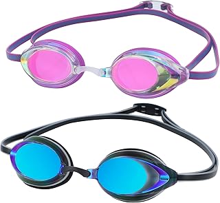 DARIDO Swim Goggles, Pro Swimming Goggles 2 Pack Anti Fog UV Protection No Leaking Competition for Men, Women, Adult,Youth, Kids