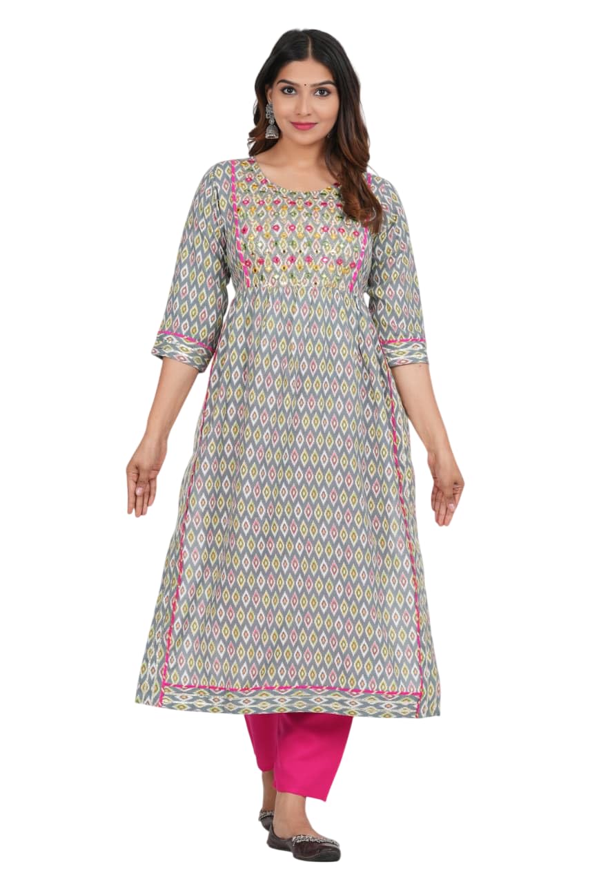 LeWear Women's Stitched Straight Naira Cut Kurti and Pant, Elegant Rayon Kurta, Stylish Design for Daily, Office, Festive... - Review, Price and Buying Guide