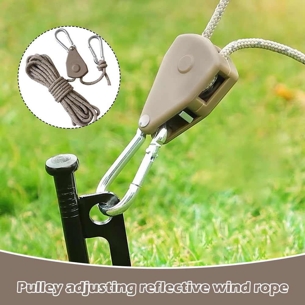 2 Pack 4M Heavy Duty Adjustable Ratchet Rope Hangers, Grow Light Hangers with Metal Snap Hooks & 2 Replacement Hooks - Image 4