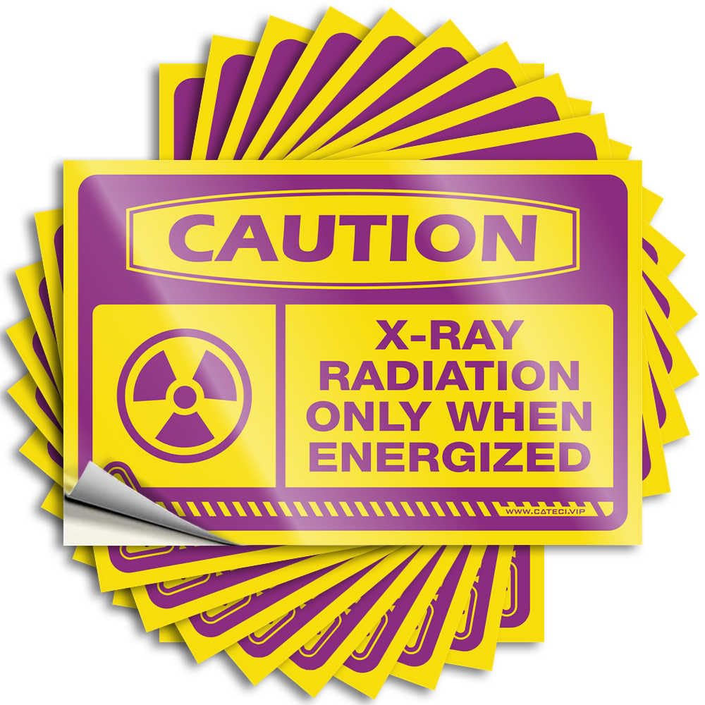 Stickers for Your Car, Caution, Radiation, Only When Energized, 10 Funny Truck Stickers (8 x 12 cm)