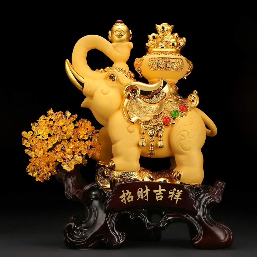 Amazon.co.jp: 装飾品 象の像の装飾 中国の樹脂の置物 家庭とオフィス