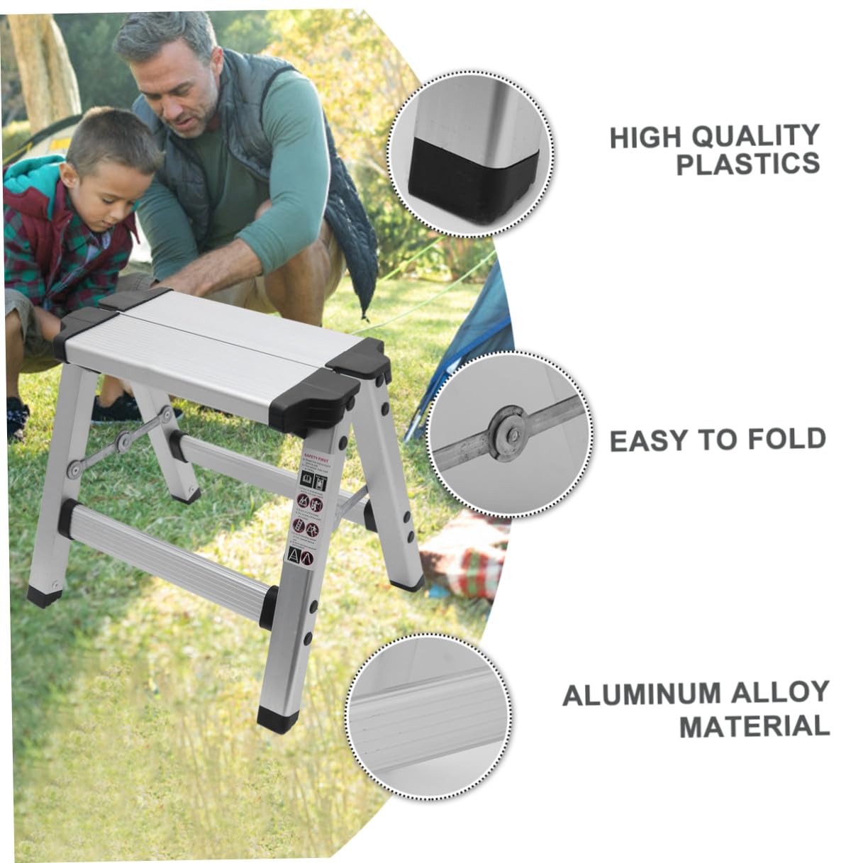 Alipis Sgabello Pieghevole in Lega di Alluminio Portatile Sedia da Pesca e Trekking Leggera Design Salvaspazio Sgabello Multiuso Stabile per Campeggio e Uso Domestico