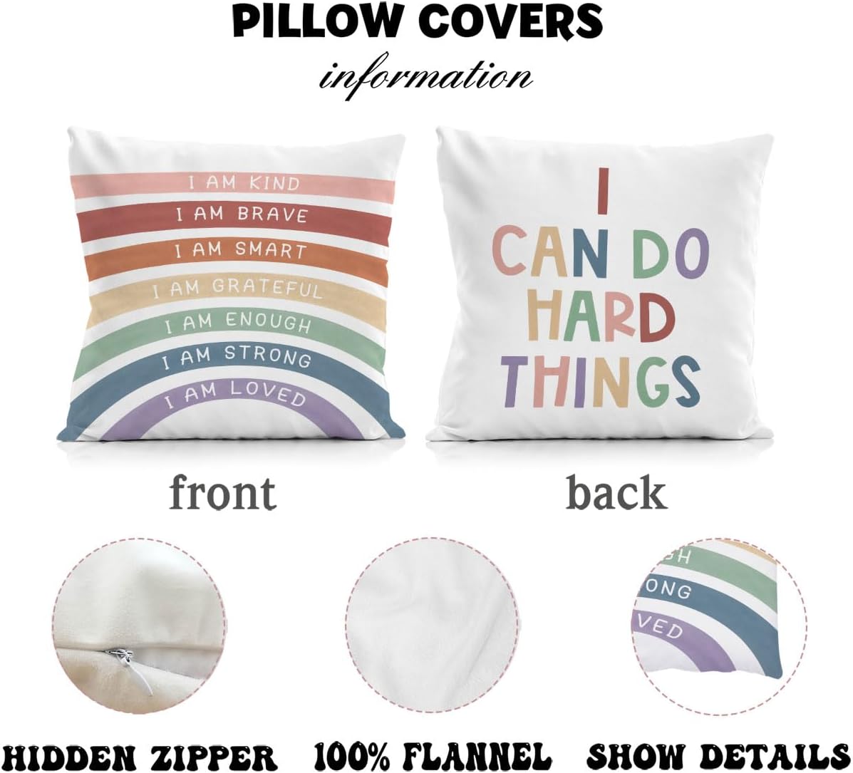 Rainbow Classroom Pillows, I Am Pillow Covers, 18x18, Set of 2 - Image 6