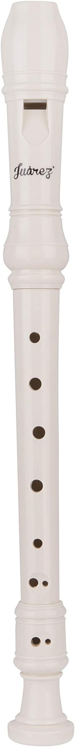 JUAREZ Claró Descant German Style 8 Holes Soprano Recorder Flute with Cleaning Rod Suitable for School Ensembles | Home Practice | Music Classes | Gift, White with Cleaning Rod & Case