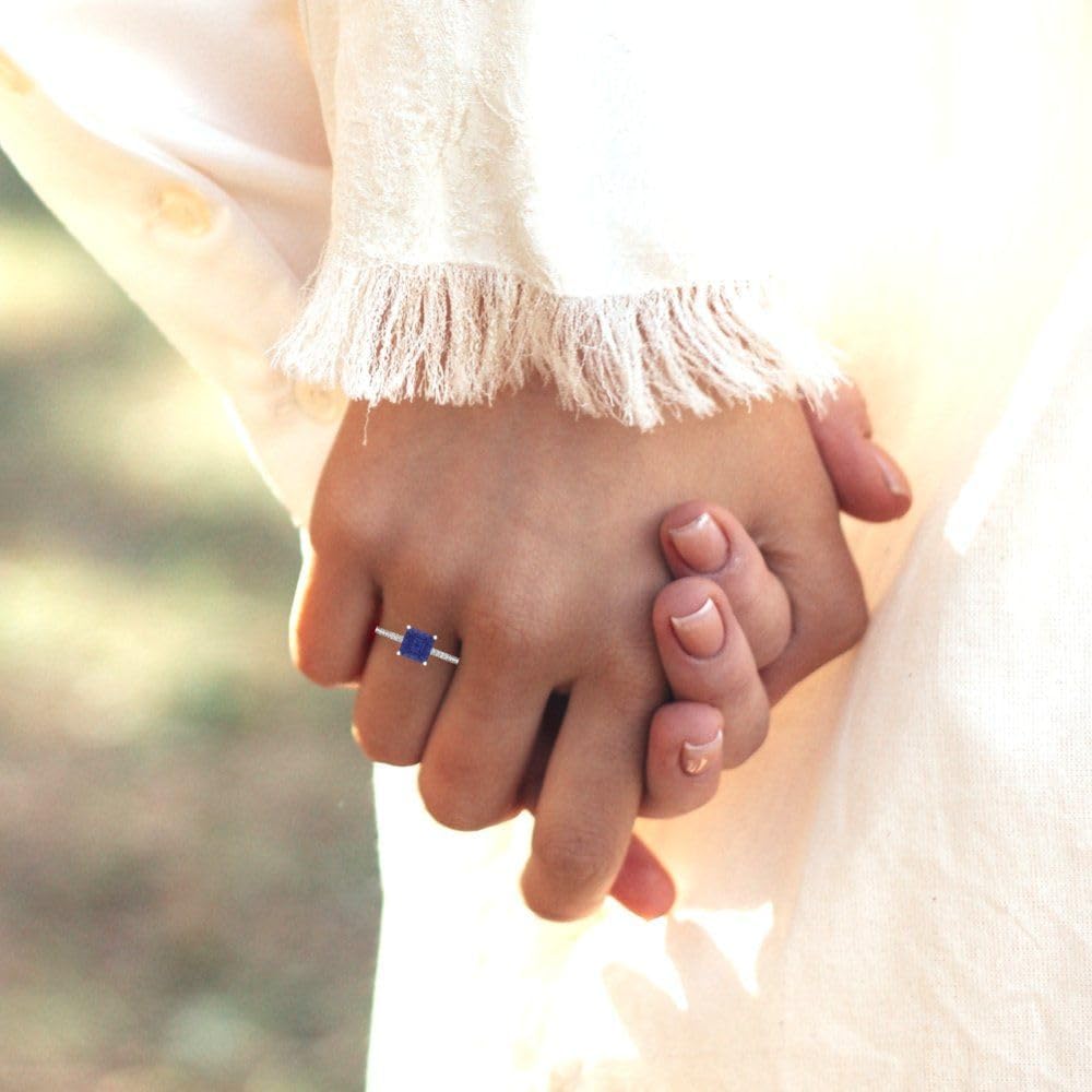 Clara Pucci 2.7 cttw Tanzanite 14K White Gold Solitaire with Accents Ring for Women - Cocktail Statement Fashion Jewelry Gift (6.5mm, Asscher Cut) - Image 5