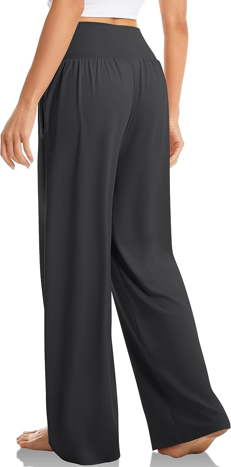 TARSE Women's Wide Leg Casual Loose Pants Yoga Sweatpants Comfy Crossover High Waisted Lounge Pajama Flowy Pants with Pockets - Image 3