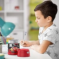 Vista 6 de Thermos Funtainer - Tarro de alimentos aislado de 10 onzas, apto para niños, con cuchara plegable, diseño de autos
