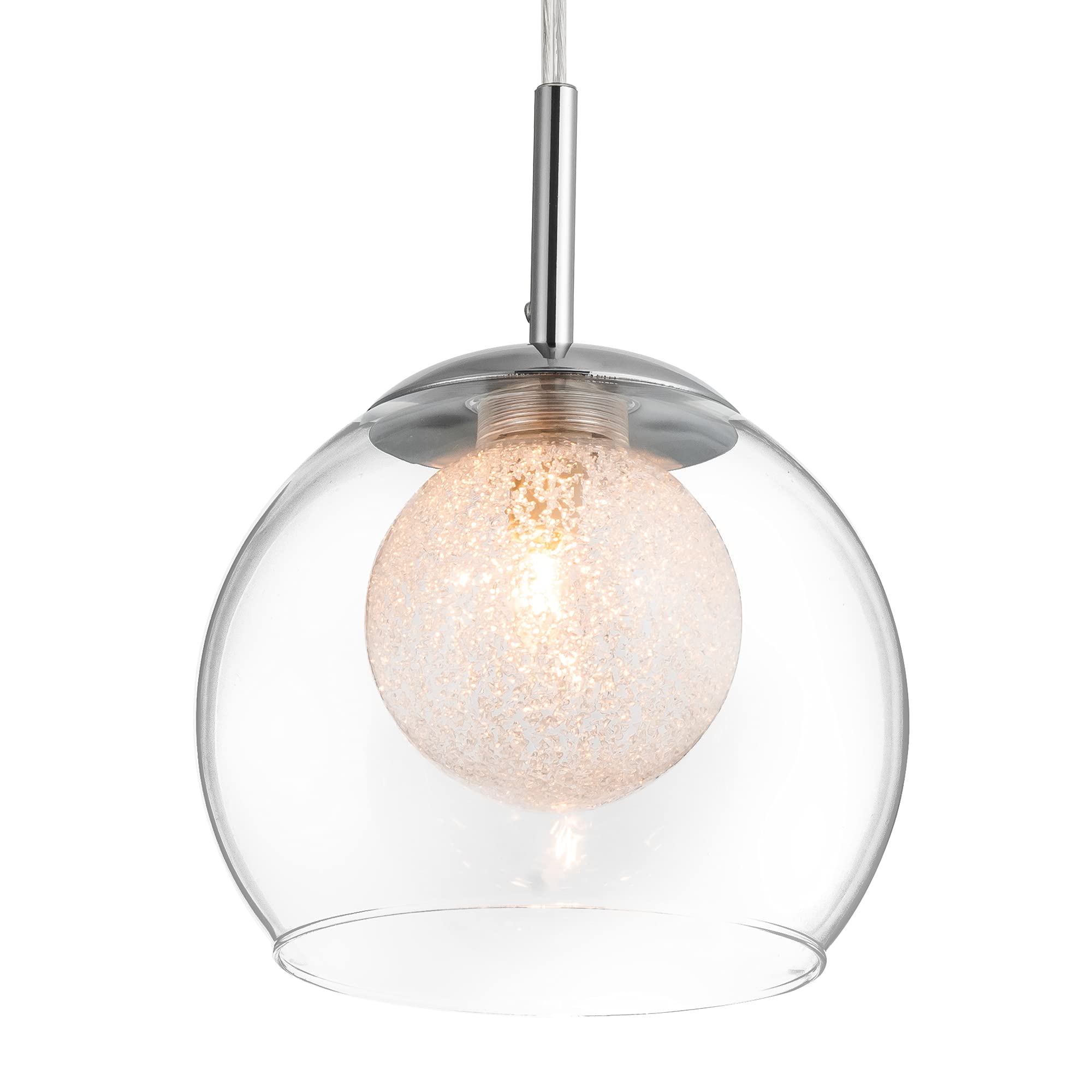 Buy MAYNA Glass Globe Pendant Light Fixture Chrome Hanging Pendant