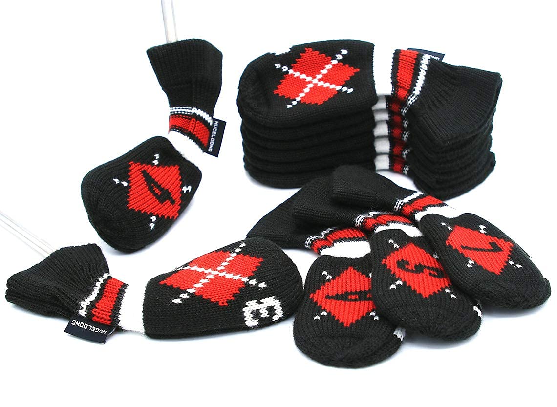 レッド HUGELOONG ニット メリークリスマス ゴルフ クラブ アイアンヘッドカバー 11個/セット (3~9、P、A、S、L) 番号はトップにあり - ゴルフヘッドカバー ほとんどのアイアンにフィット…(D-メリークリスマス) Amazon.co.jp: HUGELOONG ニットゴルフアイアンヘッドカバーセット 11