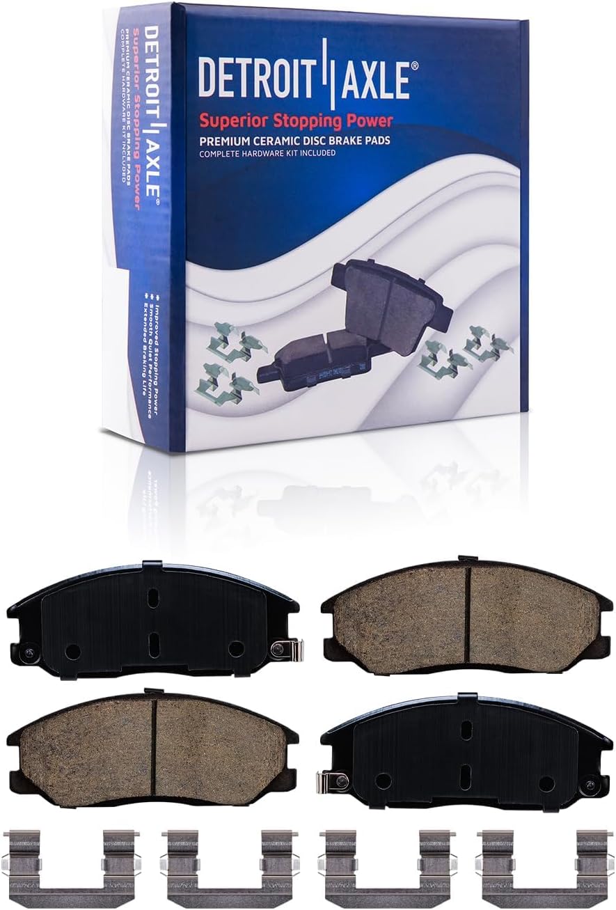 Detroit Axle - Brake Pads for 2001-2006 Hyundai Santa FE XG300 Amanti 2002-2003 XG350 Ceramic Brake Pads w/Hardware Front and Rear Replacement