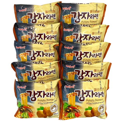BUNDLES FOR YOU - Samyang Potato Ramen Noodles - Vorteilspack 10 Portionen - 2 Paar Stäbchen - Halal - (10x120g Cover