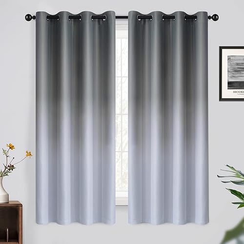 Miniatura 1 de Yakamok Cortinas opacas de color degradado con bloqueo de luz, para oscurecer la habitación, con aislamiento térmico y ojales, para sala de