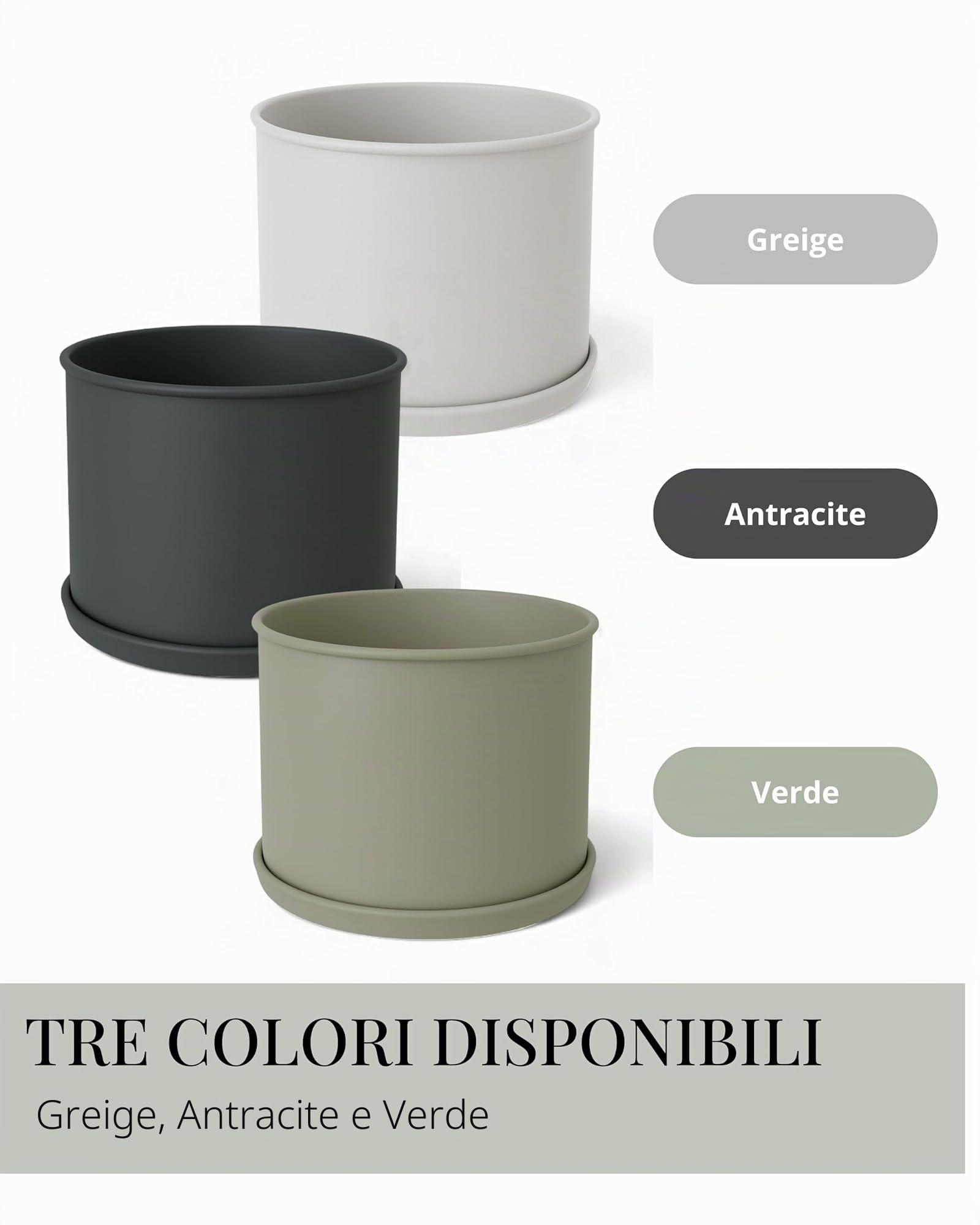 LIVLIG - Set di 3 vasi da fiori, 25 cm, 31 cm e 40 cm, grandi per esterni e interni, vasi zincati, colore: verde