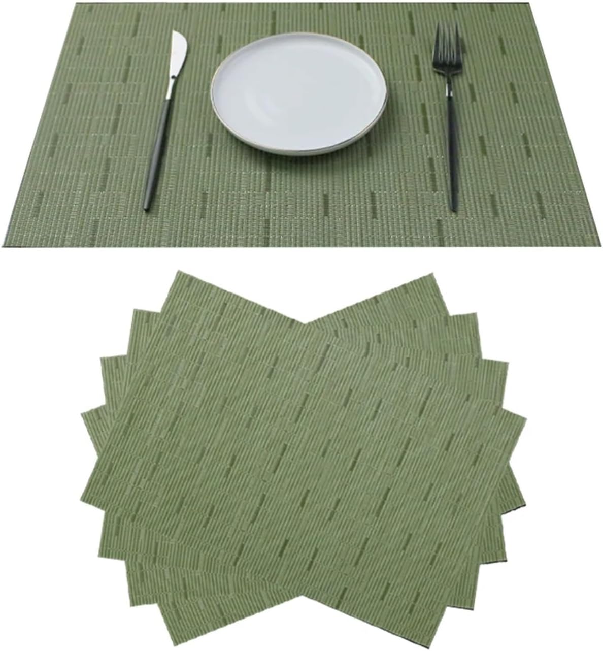 PVC Placemat for Table Decor,Anti-Skid and Heat-InsulationTableware Pad,Washable Durable Woven Weave Tablepad (Color : Blue, Size : Rectangular_6PCS)