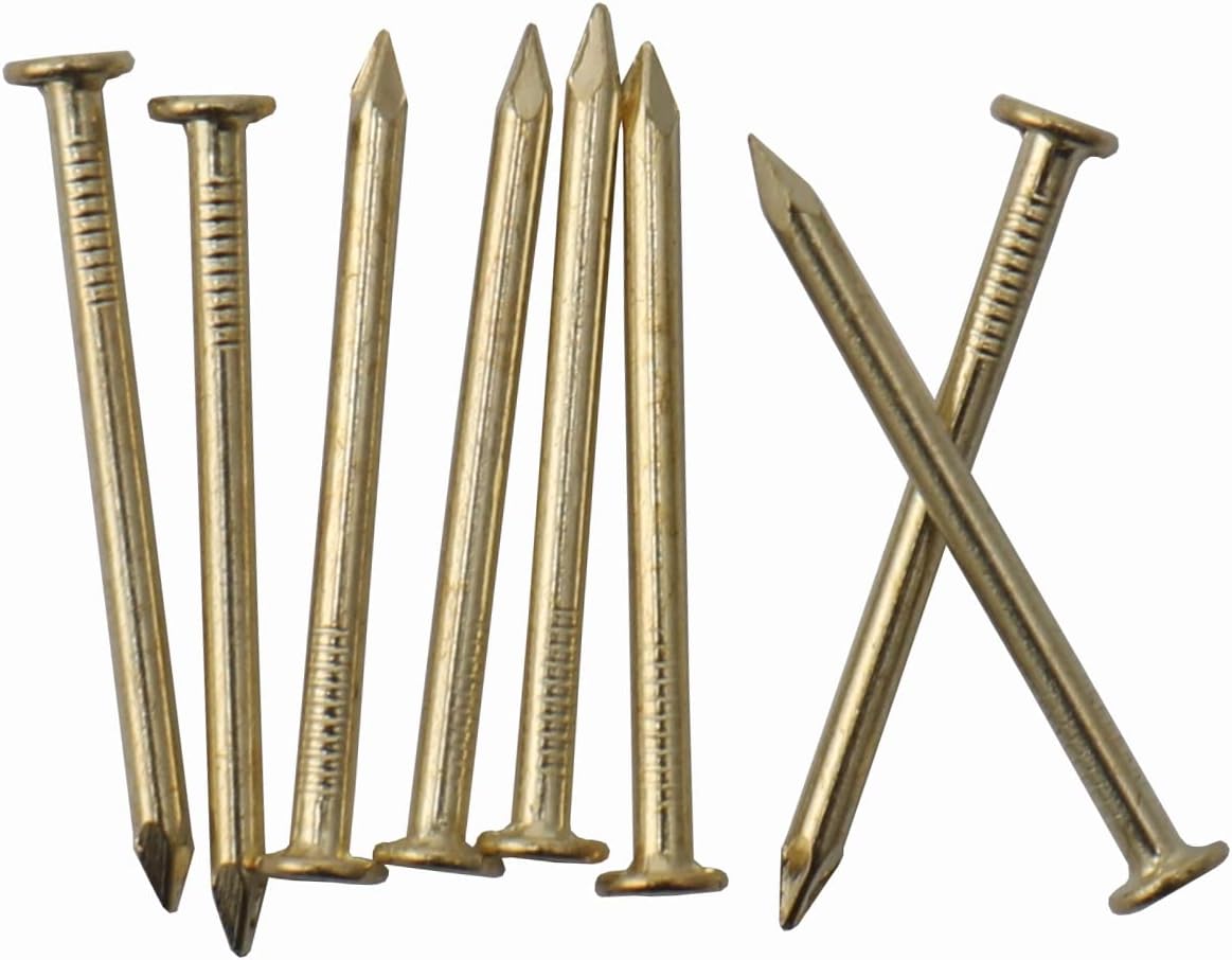 550pcs Gold Hardware Nails - 1" x 16 Ga Brass Plated Wood Nails for Hanging Pictures and Finishing