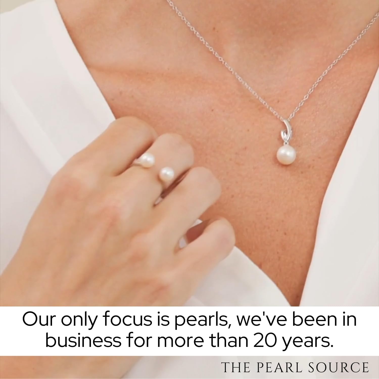 The Pearl Source Freshwater Cultured Pearl Pendant for Women Pearl and Diamond Pendant Necklace with 14K Gold - Image 5