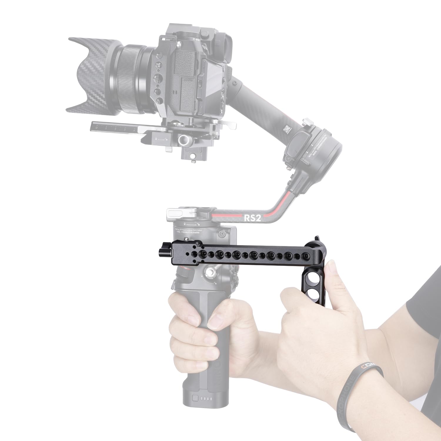 NICEYRIG Impugnatura laterale Manopole regolabili a 360° in lega di alluminio Impugnatura per DJI RS2/RSC2/RS3/RS3MINI/RS3Pro/RS4/RS4 Pro Stabilizzatore Gimbal con morsetto Nato Rosette Mount-558