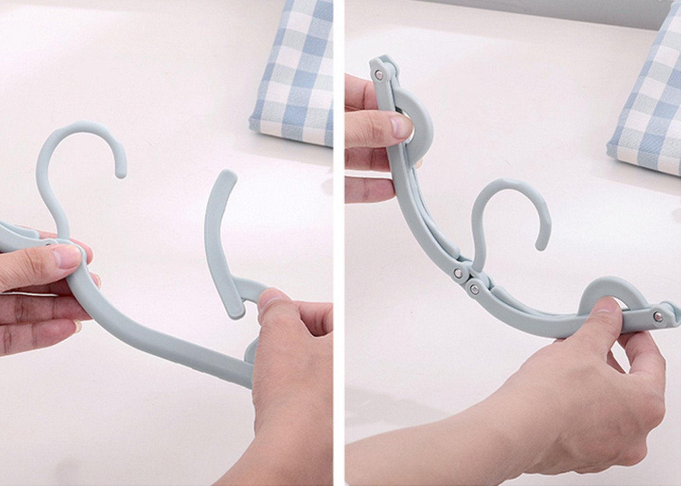 4 Cintres Pliables Voyage - Anti-dérapant Avec Clips - Béige - Pour Chaussettes, Sous-vêtements, Chemises