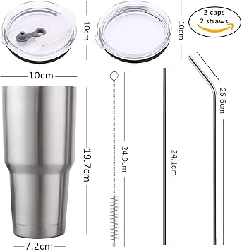Y·J&H 30oz (850ml) Travel Tumbler Double Wall Vacuum Insulated Coffee Mug Stainless Steel Coffee Cup with 2 Splash Proof Lid, 2 Straws & Free Cleaning Brush, BPA Free - Army Green