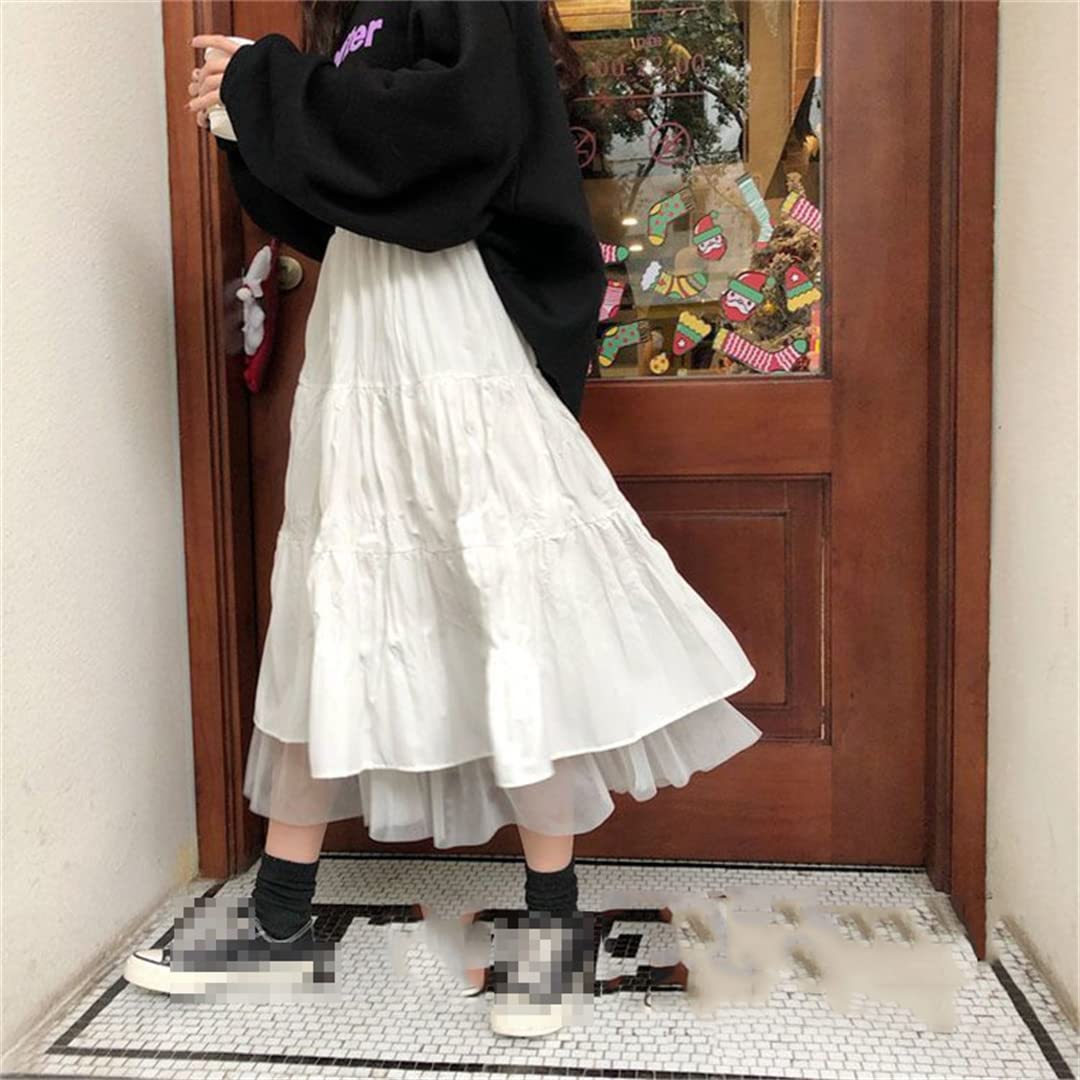 Gonne Lunghe in Tulle da Donna, gonne a Pieghe Elastiche a Vita Alta, gonne Lunghe Femminili Black M