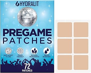 Hydralit Happy Hour Hangover Patches Party Aid Hydration Drinking Relief Alcohol Recovery Patch Long-Lasting Natural Formula Better Mornings After Night Out Wake Up Refreshed Pregame 72 Pack