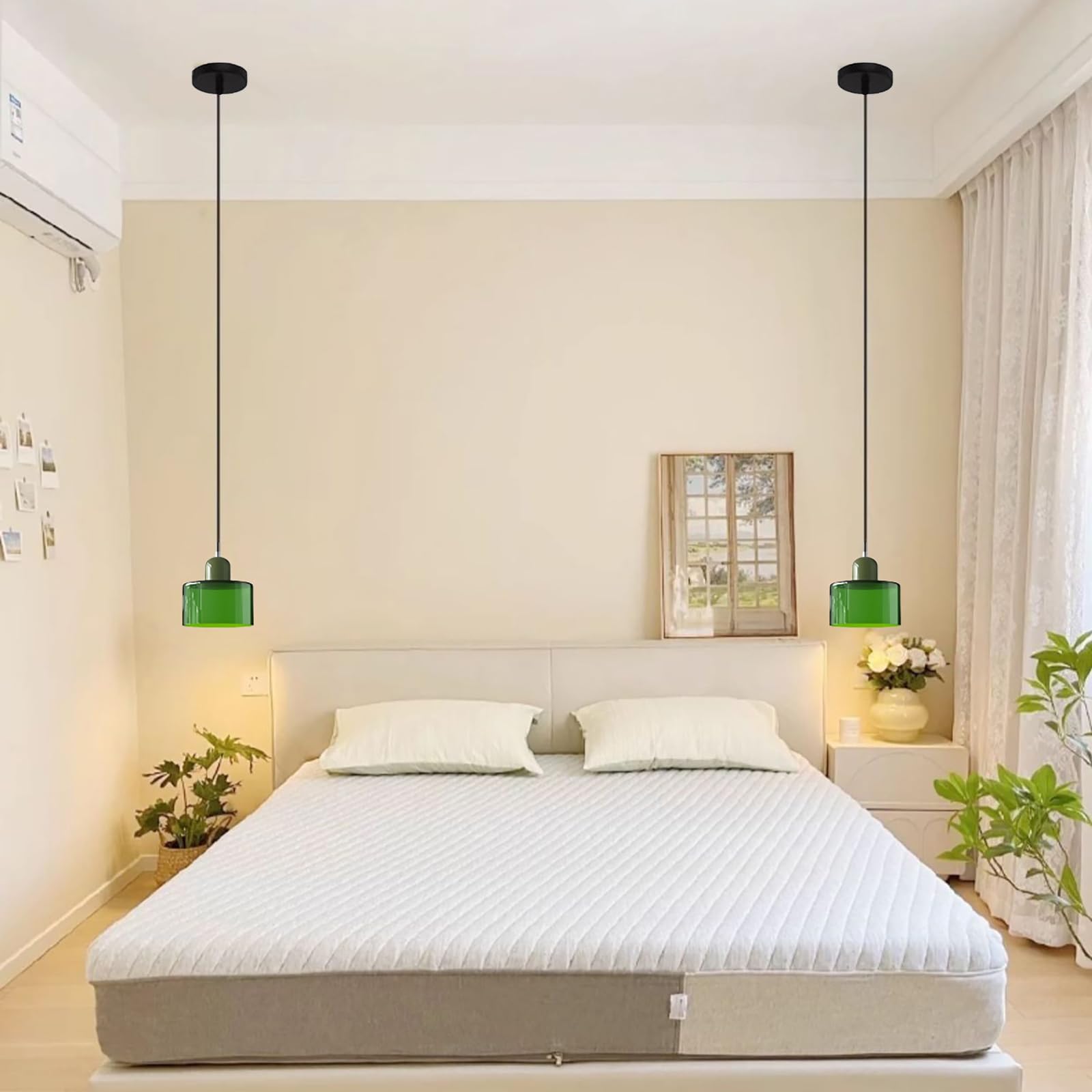 Pendelleuchte Glas Kleine Moderne Hängeleuchte Höhenverstellbar Für Schlafzimmer Kücheninsel Wohnzimmer Flur Esszimmer Deckenlampe (Grün)