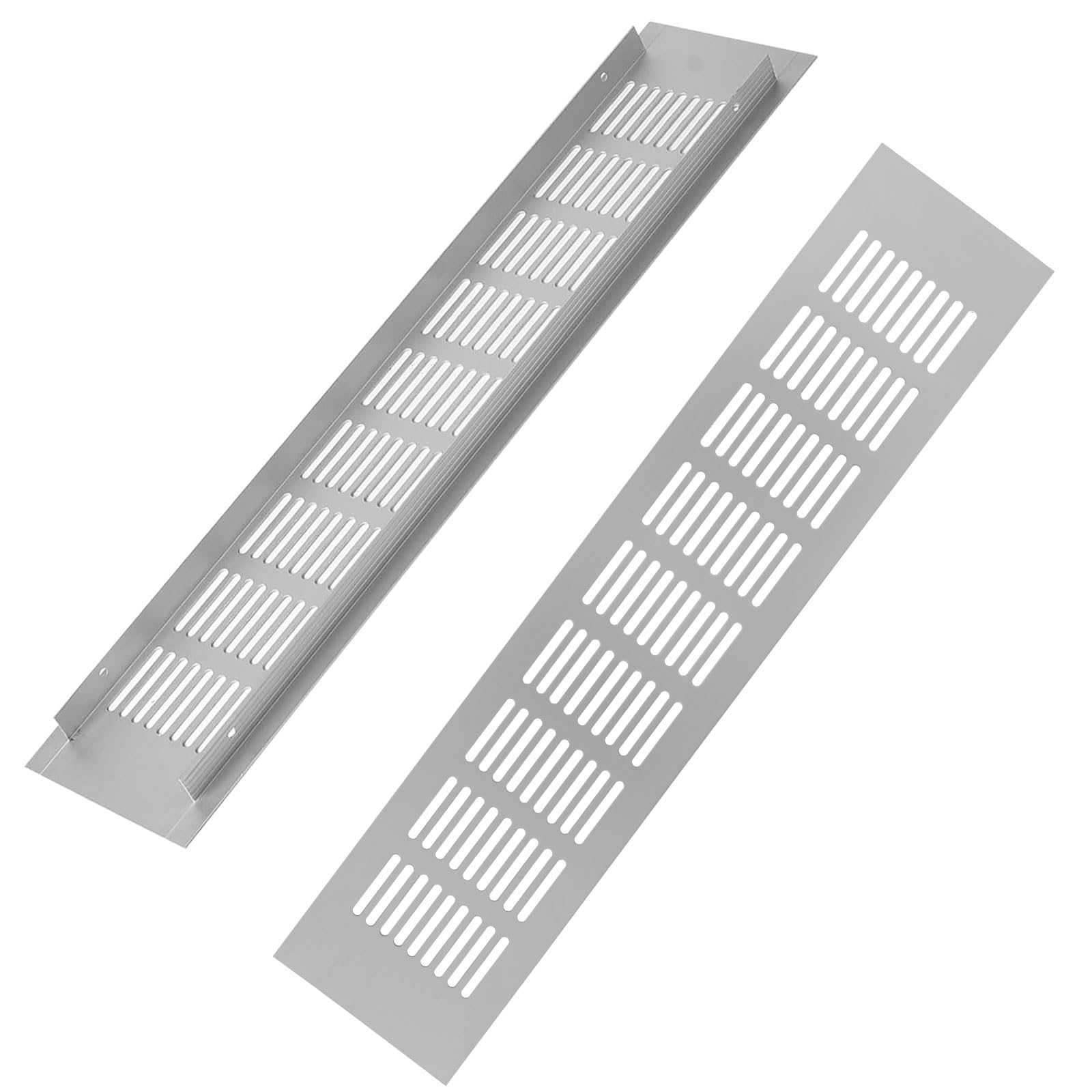Kratka wentylacyjna, aluminiowa kratka wentylacyjna, prostokątna, ochrona przed korozją, do szafek i sypialni, kratka wentylacyjna do drzwi (80 mm x 400 mm), 2 sztuki