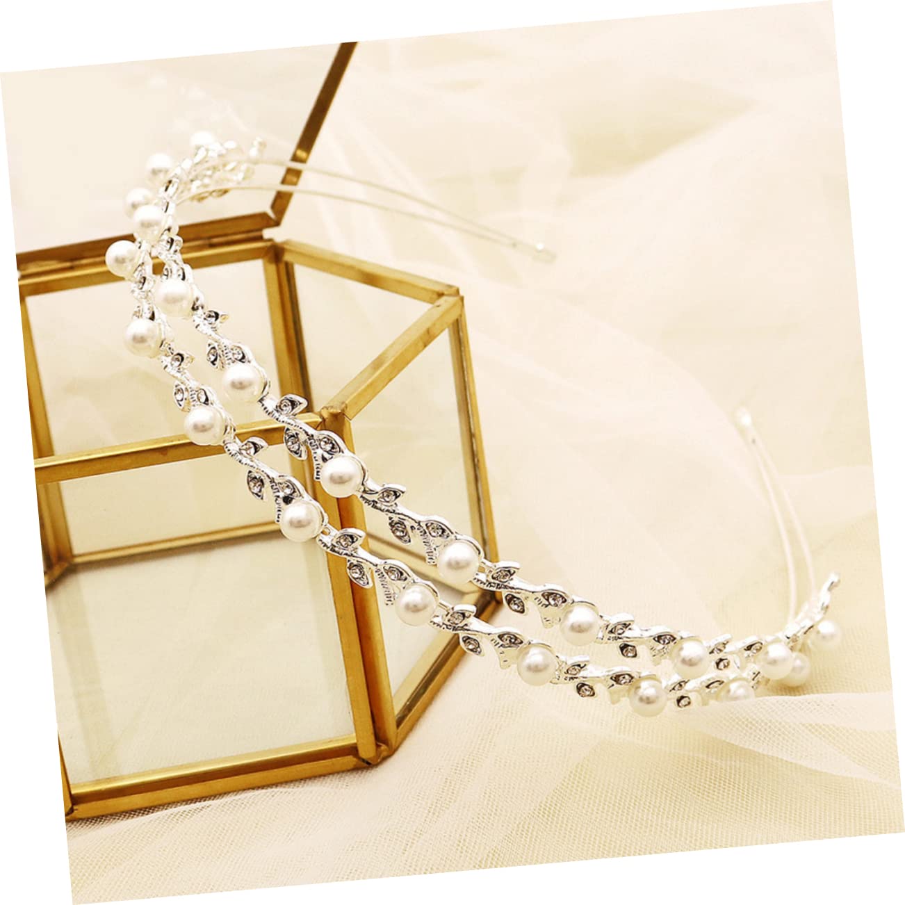 Healeved 5piezas Diadema De Novia De Doble Capa De Rhinestone y Perlas Accesorios De Pelo Para Bodas y Fiestas