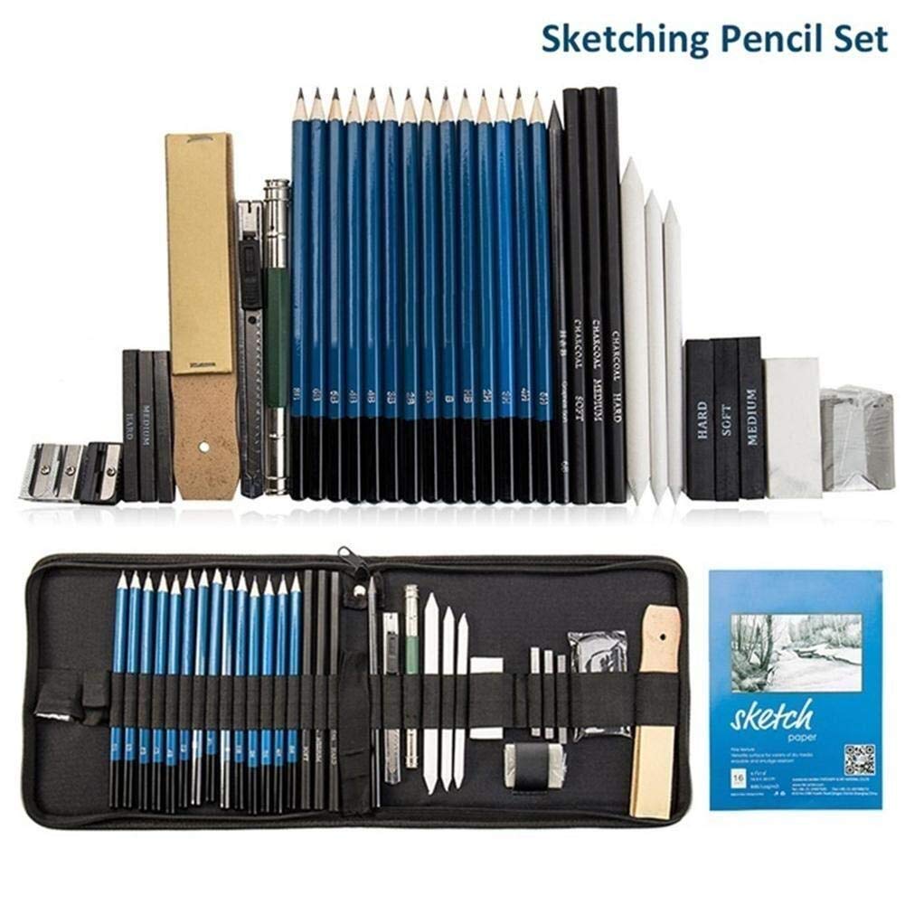 Oziral Kit Dessin Professionnel 36 Pièces – Crayons Graphite, Charbon, Accessoires & Carnet, Idéal Artistes & Débutants